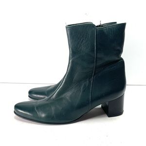 green soft leather arche ankle boots size 39